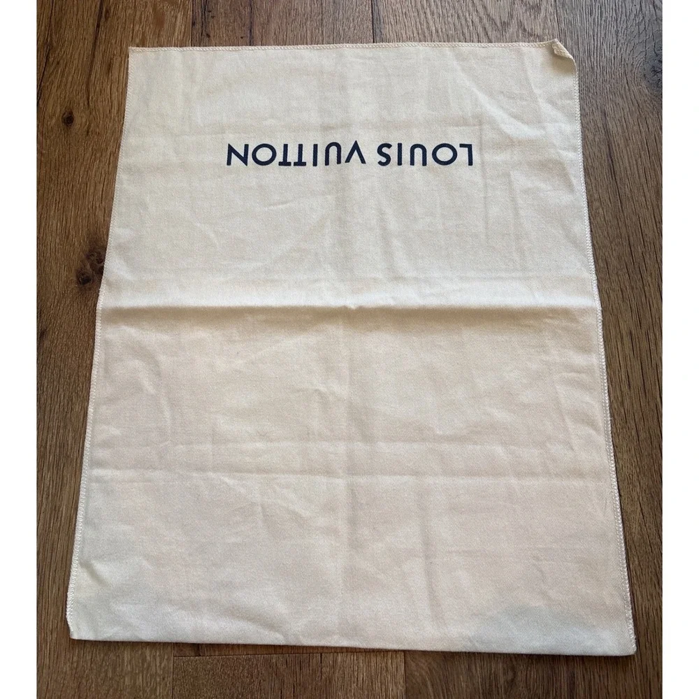 Louis Vuitton Cream Cotton Dust Bag Large Fold Over Logo Sleeve 15x10.5